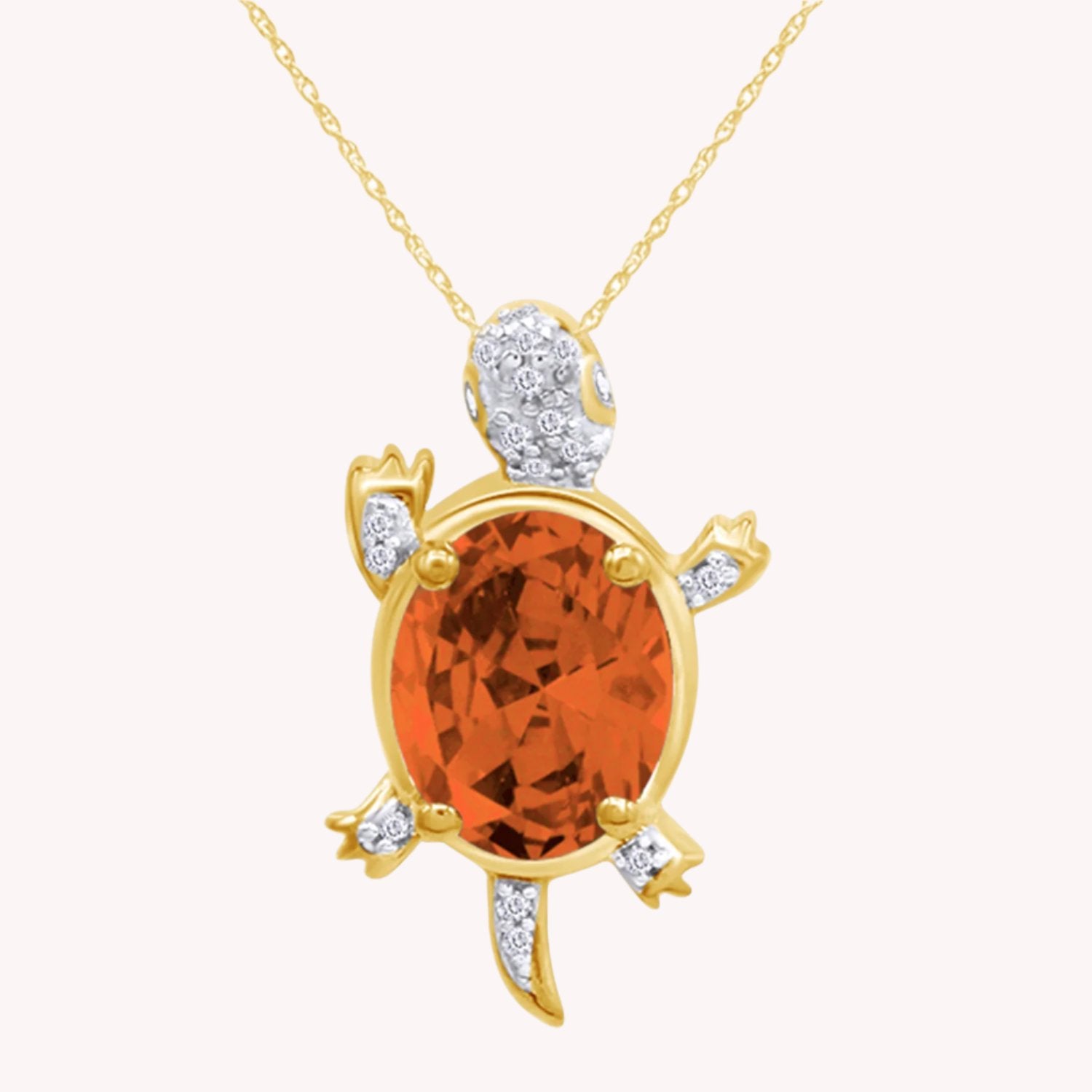 Turtle Citrine Birthstone Pendant Necklace