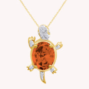 Turtle Citrine Birthstone Pendant Necklace