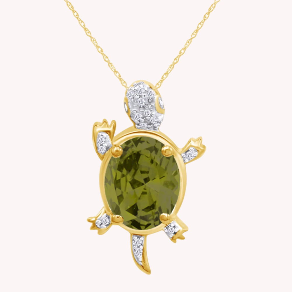 Turtle Citrine Birthstone Pendant Necklace