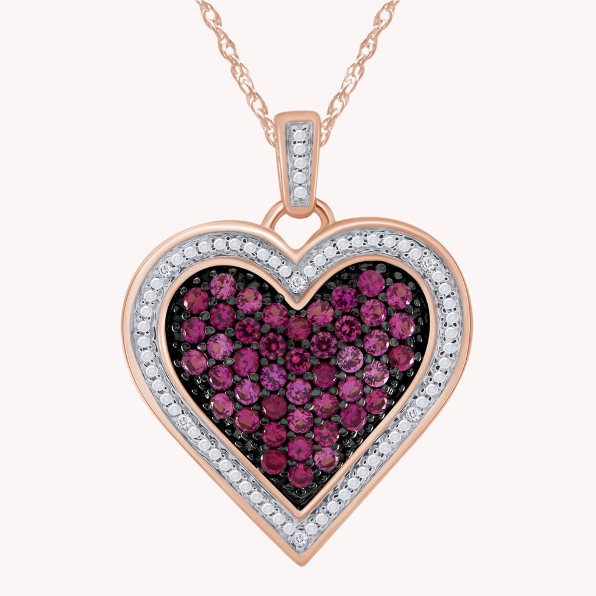 Created Ruby Heart Pendant Necklace