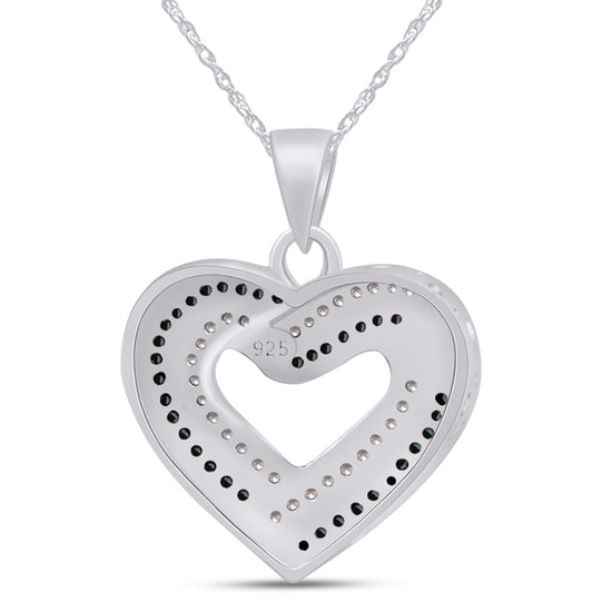 Load image into Gallery viewer, 1/3 CT Blue &amp;amp; White Natural Diamond Heart Pendant Necklace 925 Sterling Silver
