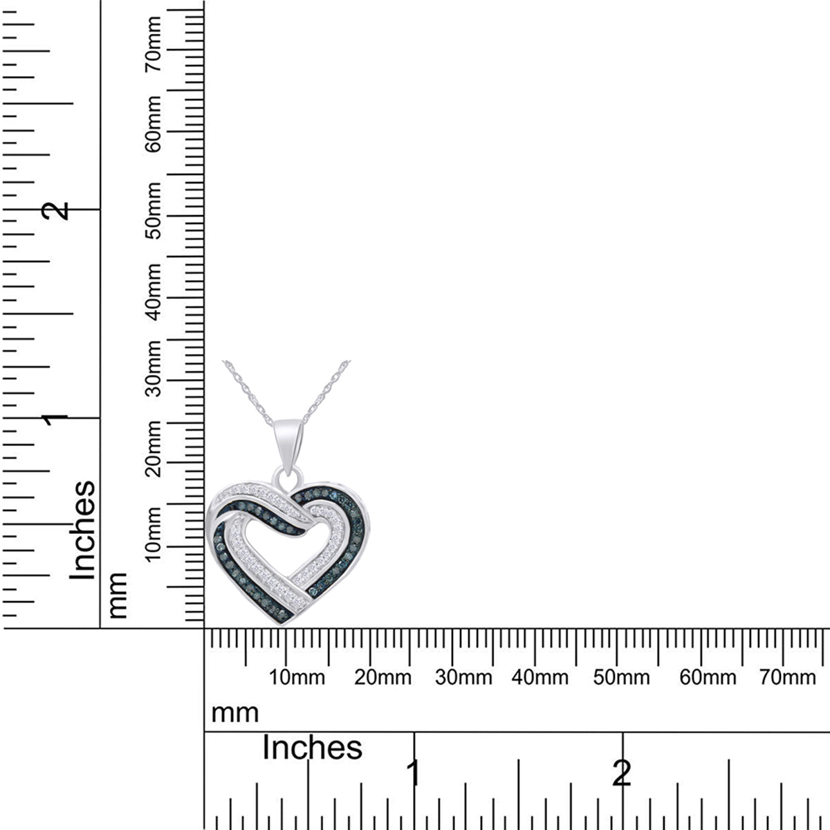 White & Blue Natural Diamond Heart Pendant Necklace