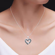 White & Blue Natural Diamond Heart Pendant Necklace