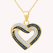 White & Blue Natural Diamond Heart Pendant Necklace