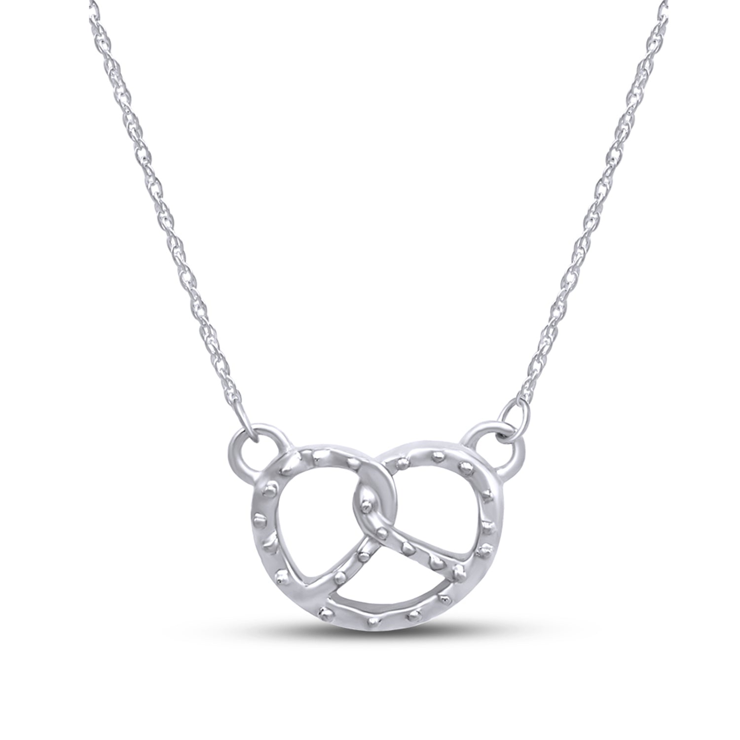 Pretzel Pendant Necklace Sterling Silver