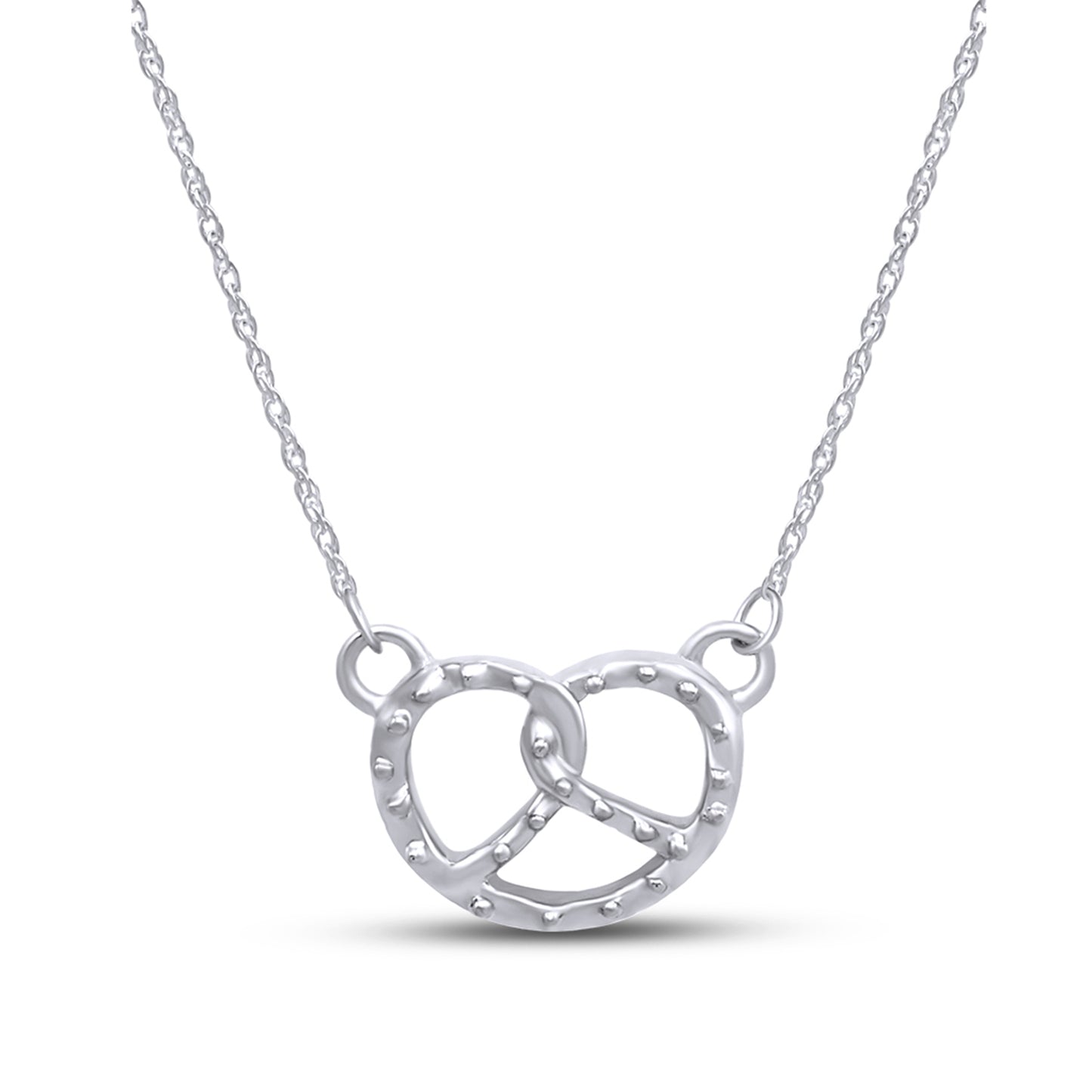 Heart Shape Tiny Pretzel Pendant Necklace For Women In 925 Sterling Silver