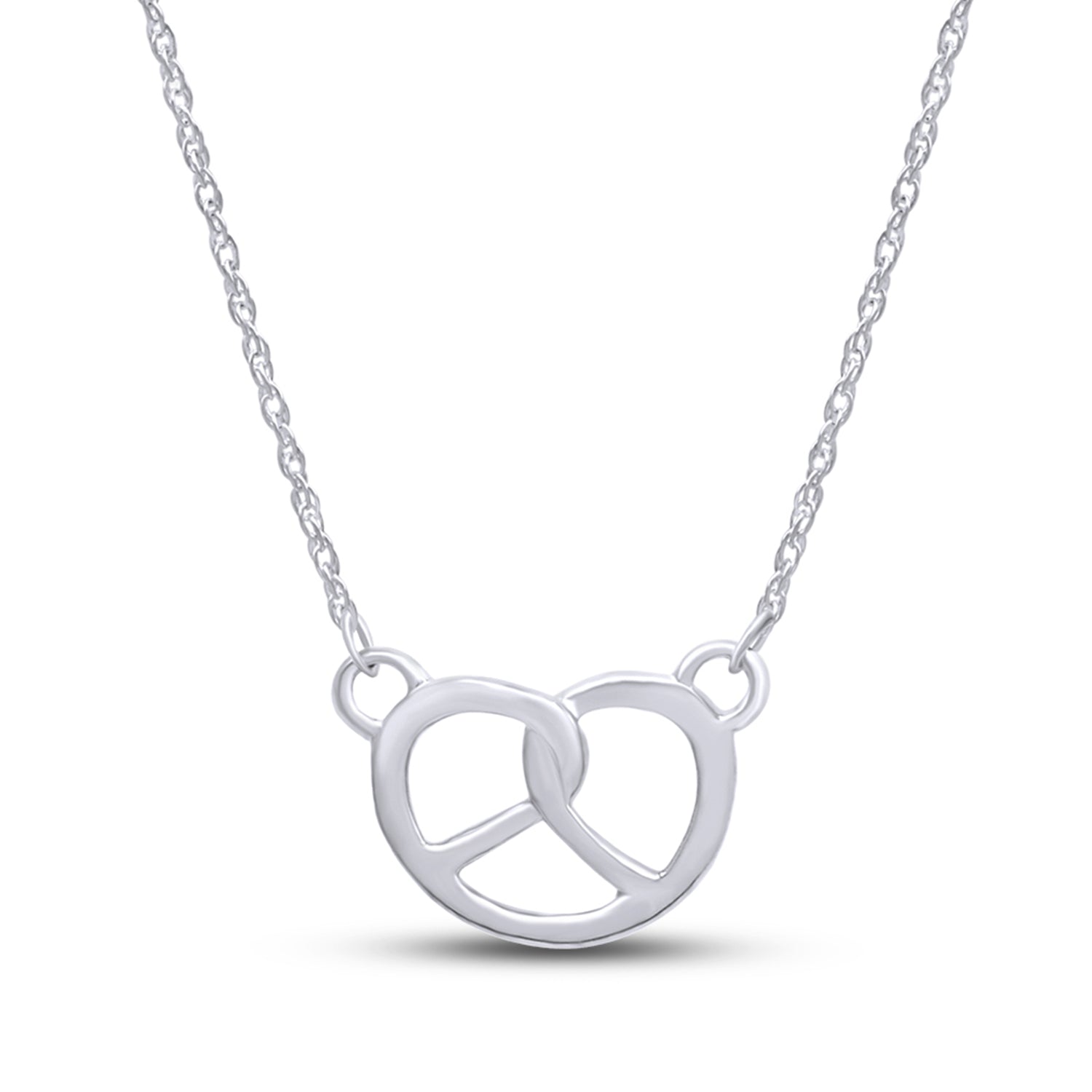 Pretzel Pendant Necklace Sterling Silver