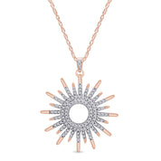 White Cubic Zirconia Sunburst Pendant Necklace