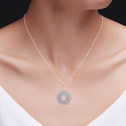 White Cubic Zirconia Sunburst Pendant Necklace