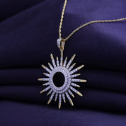 White Cubic Zirconia Sunburst Pendant Necklace