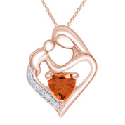 Simulated Citrine Birthstone Heart Pendant Necklace