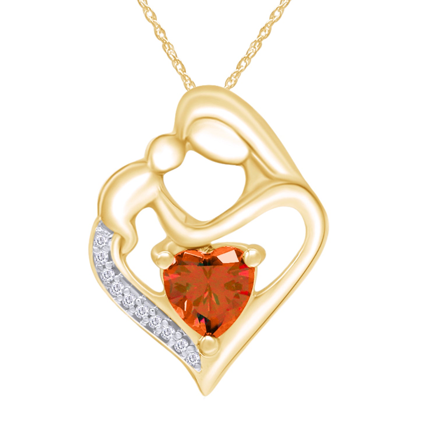 Simulated Citrine Birthstone Heart Pendant Necklace