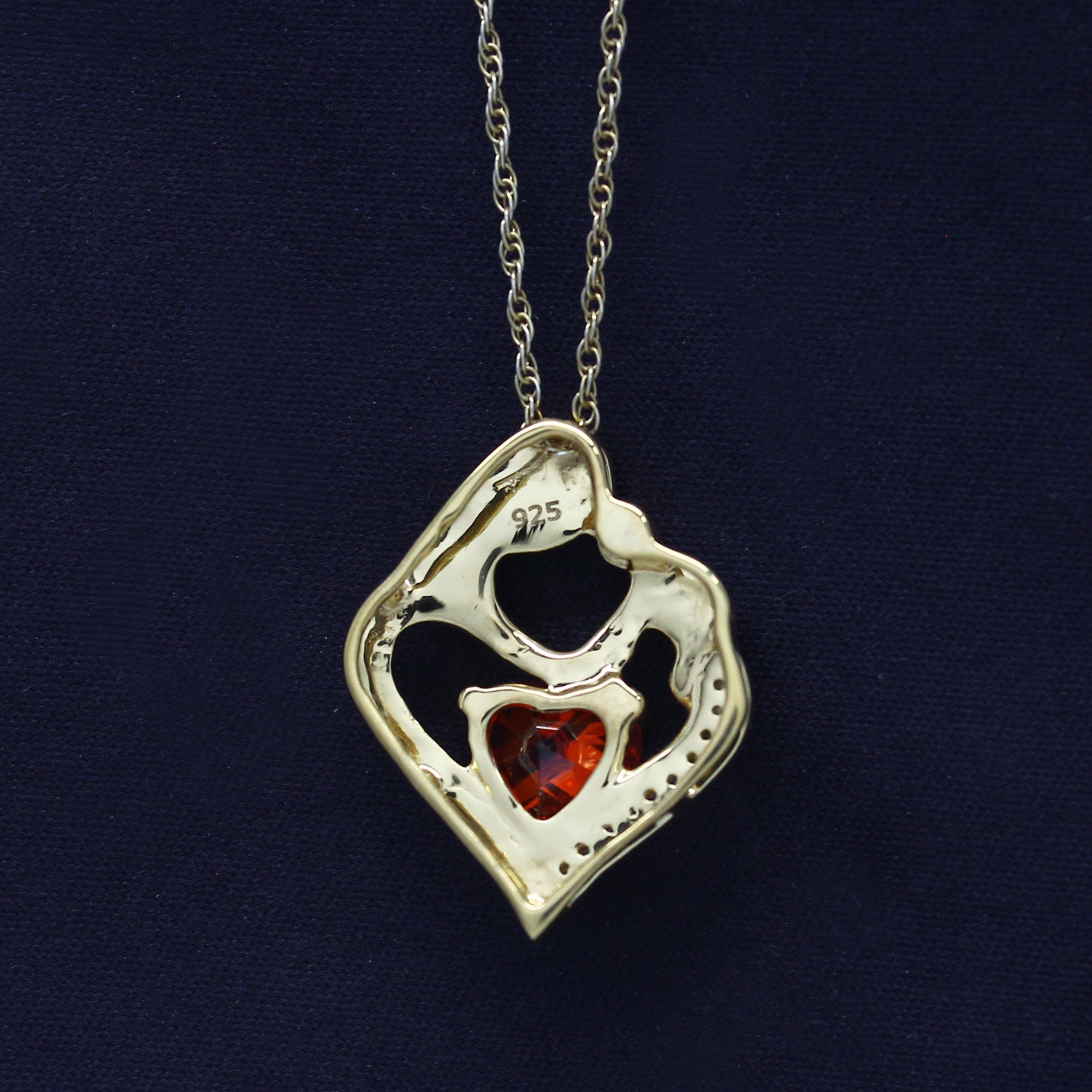 Simulated Citrine Birthstone Heart Pendant Necklace