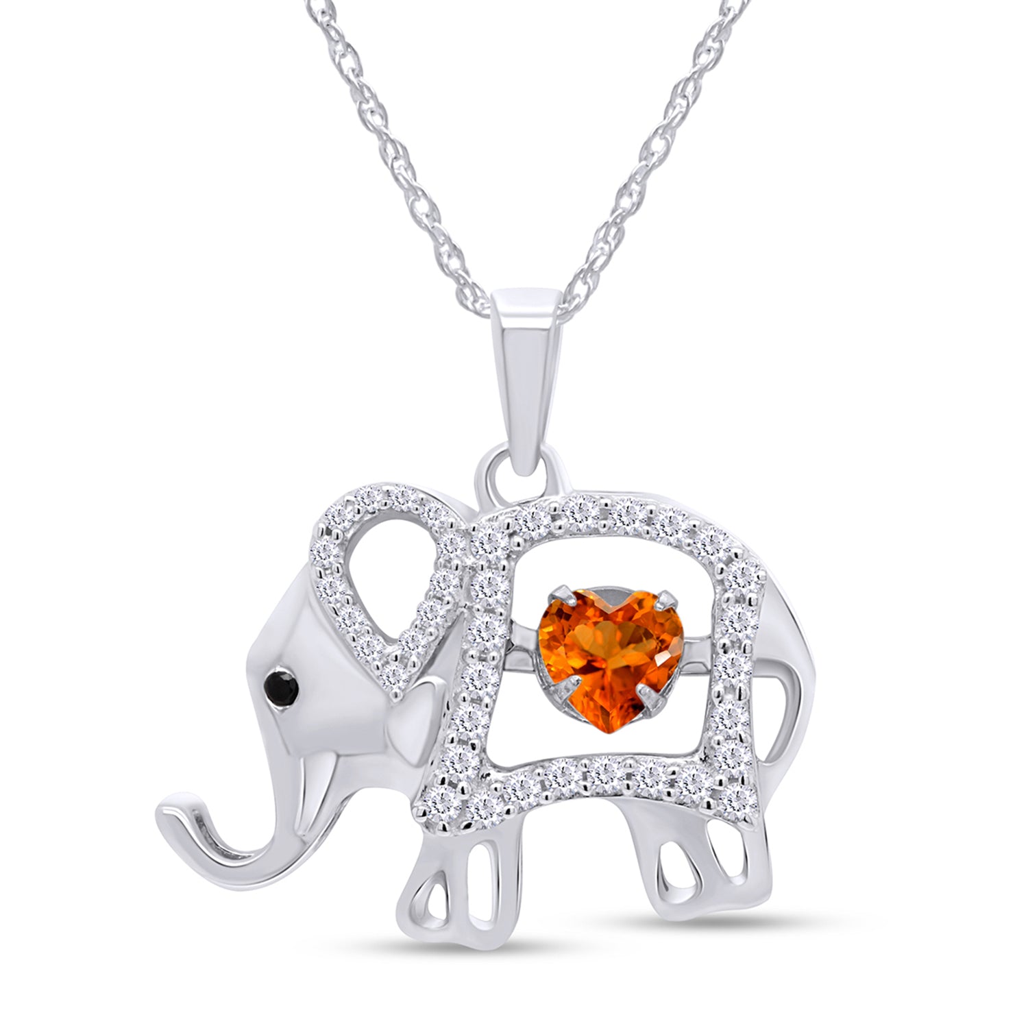 Elephant Pendant Necklace Sterling Silver