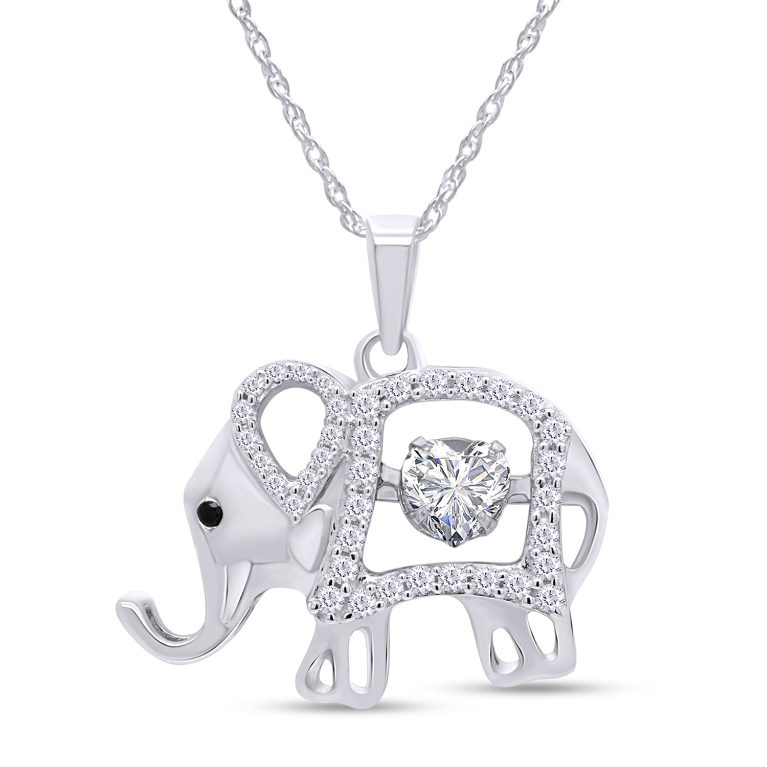 Elephant Pendant Necklace Sterling Silver