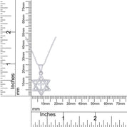 Jewish Star of David with Cross Pendant Necklace Sterling Silver