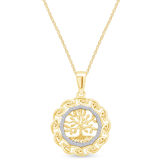 Load image into Gallery viewer, Round Cut White Cubic Zirconia Celtic Knot Tree Life Pendant Necklace In 925 Sterling Silver
