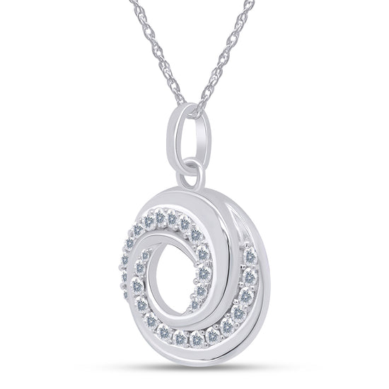 Load image into Gallery viewer, 3/8 Carat Round Cut Lab Created Moissanite Diamond Swirl Design Charm Pendant Necklace In 925 Sterling Silver (0.37 Cttw)
