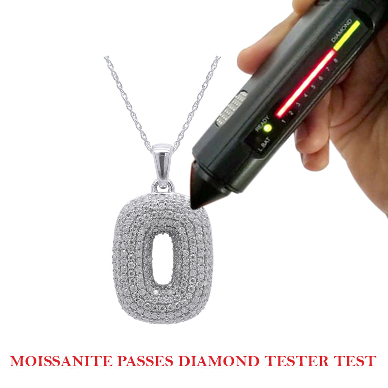 Load image into Gallery viewer, 1 1/10 Carat Lab Created Moissanite Diamond Initial &amp;quot;O&amp;quot; Pendant Necklace In 925 Sterling Silver (1.10 Cttw)

