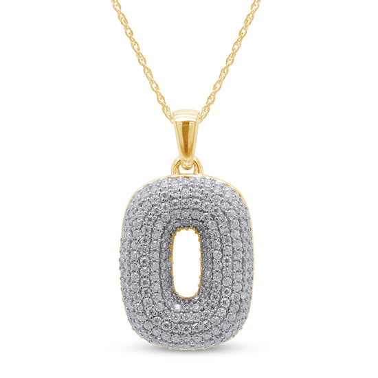 Load image into Gallery viewer, 1 1/10 Carat Lab Created Moissanite Diamond Initial &amp;quot;O&amp;quot; Pendant Necklace in 10K or 14K Solid Gold For Women (1.10 Cttw)
