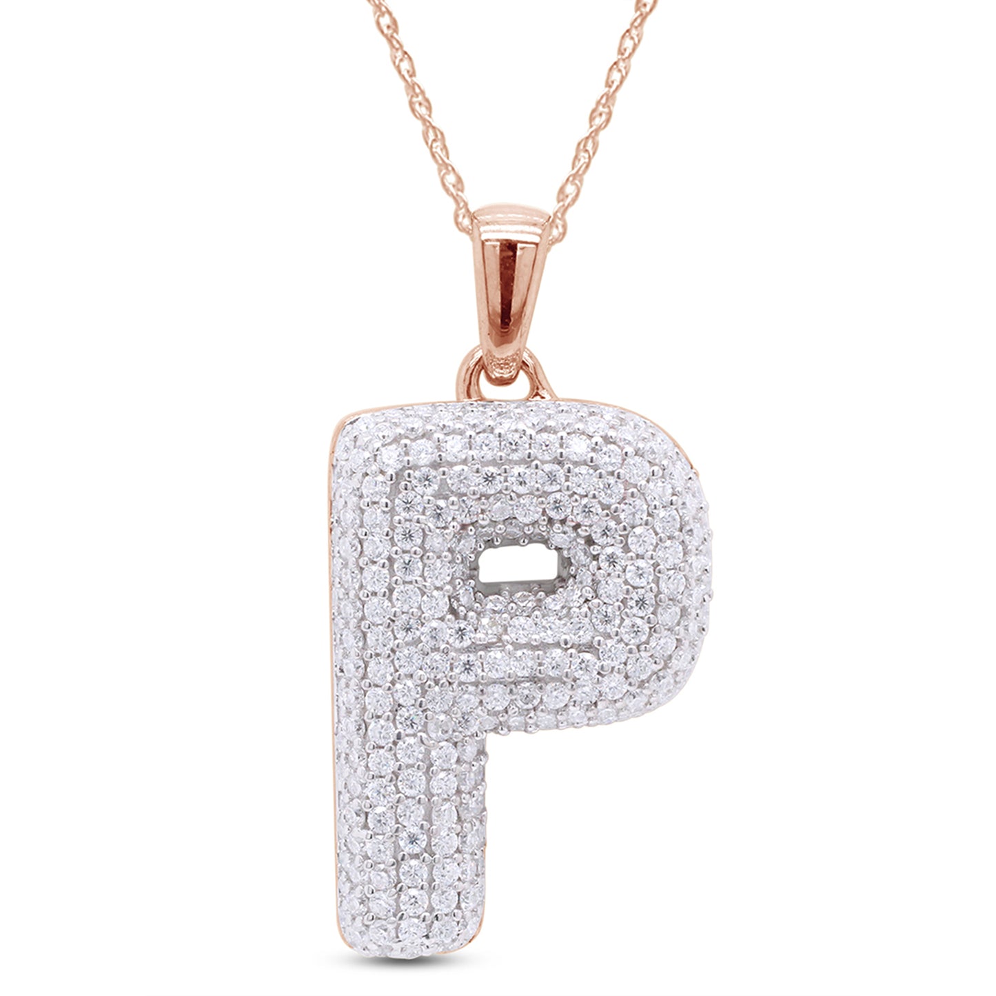 Load image into Gallery viewer, 1 Carat Lab Created Moissanite Diamond Initial &amp;quot;P&amp;quot; Pendant Necklace in 10K or 14K Solid Gold For Women (1 Cttw)
