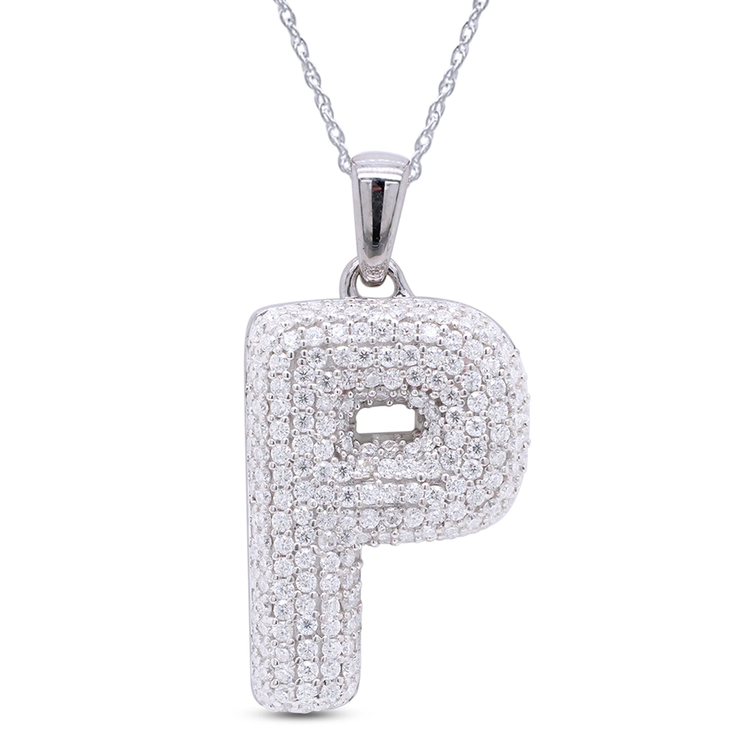 1 Carat Lab Created Moissanite Diamond Initial "P" Pendant Necklace in 10K or 14K Solid Gold For Women (1 Cttw)