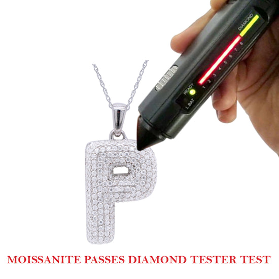 Load image into Gallery viewer, 1 Carat Lab Created Moissanite Diamond Initial &amp;quot;P&amp;quot; Pendant Necklace in 10K or 14K Solid Gold For Women (1 Cttw)
