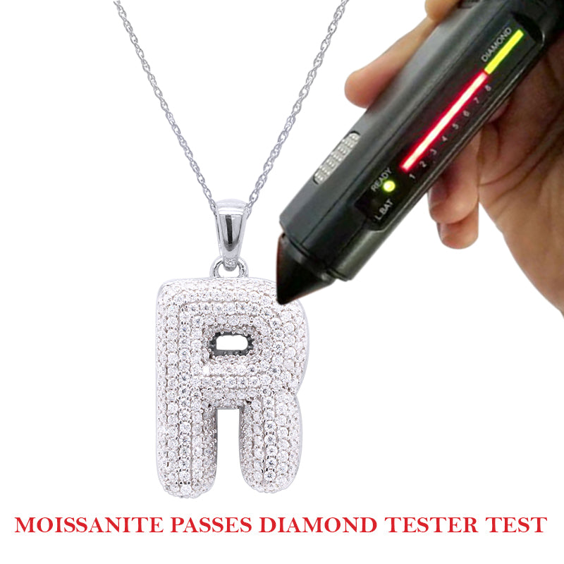1 1/4 Carat Lab Created Moissanite Diamond Initial "R" Pendant Necklace In 925 Sterling Silver (1.25 Cttw)