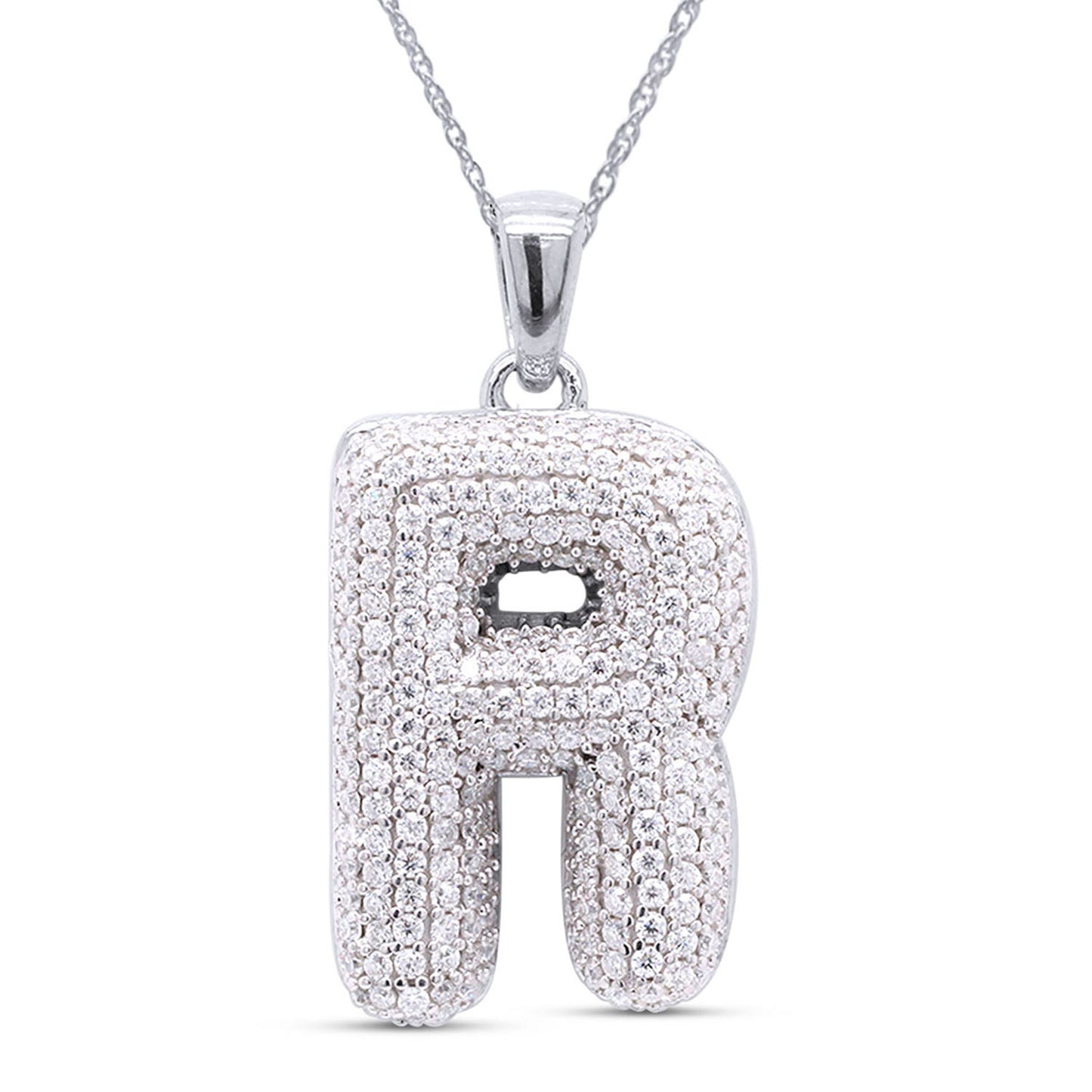 1 1/4 Carat Lab Created Moissanite Diamond Initial "R" Pendant Necklace In 925 Sterling Silver (1.25 Cttw)