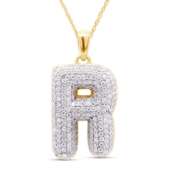 1 1/4 Carat Lab Created Moissanite Diamond Initial "R" Pendant Necklace In 925 Sterling Silver (1.25 Cttw)
