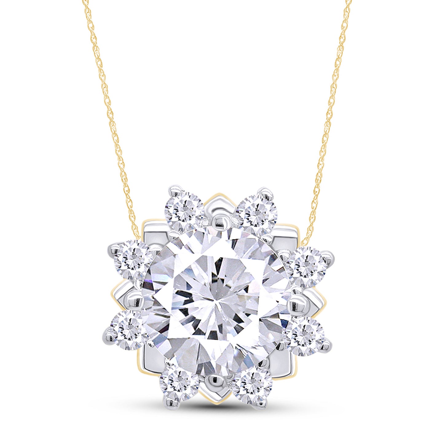 Load image into Gallery viewer, 1 2/5 Carat Lab Created Moissanite Diamond Flower Pendant Necklace in 10K or 14K Solid Gold For Women (1.40 Cttw)
