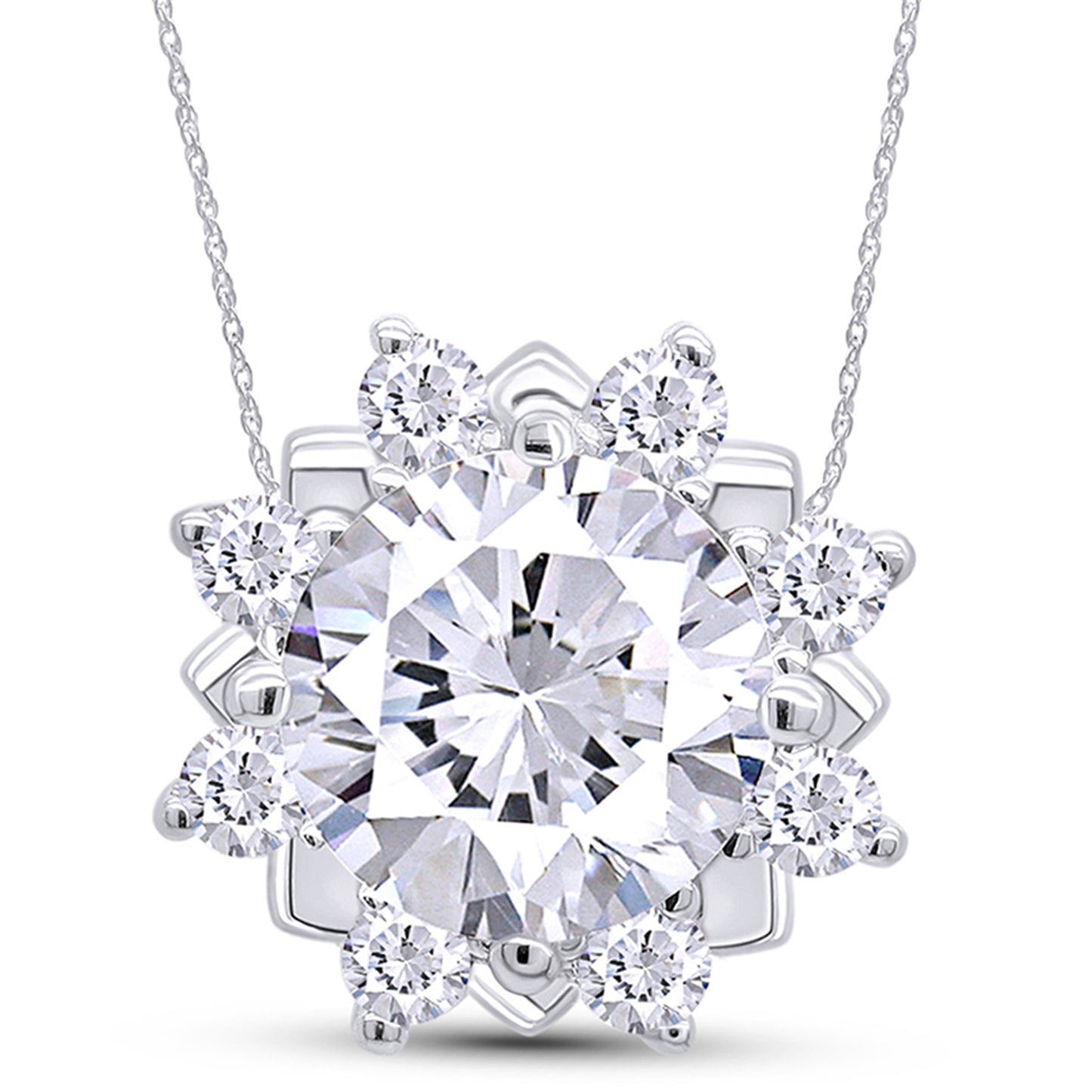 Load image into Gallery viewer, 1 2/5 Carat Lab Created Moissanite Diamond Flower Pendant Necklace In 925 Sterling Silver (1.40 Cttw)
