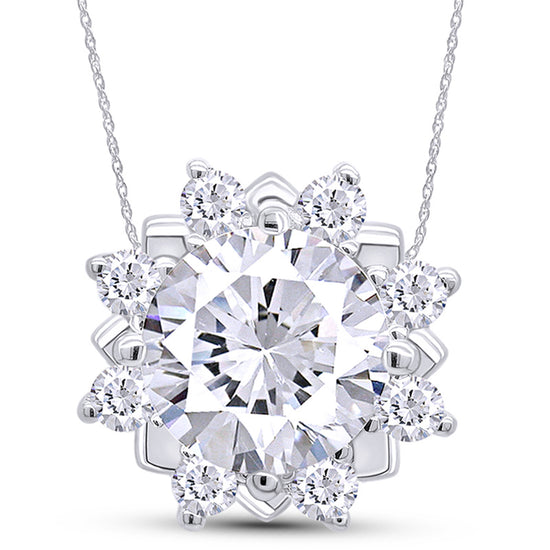 Load image into Gallery viewer, 1 2/5 Carat Lab Created Moissanite Diamond Flower Pendant Necklace In 925 Sterling Silver (1.40 Cttw)
