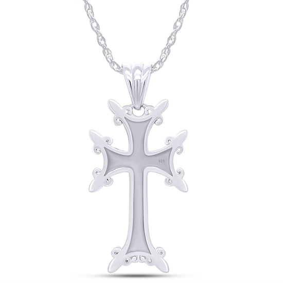 Armenian Cross Pendant Necklace In 14K Gold Over 925 Sterling Silver