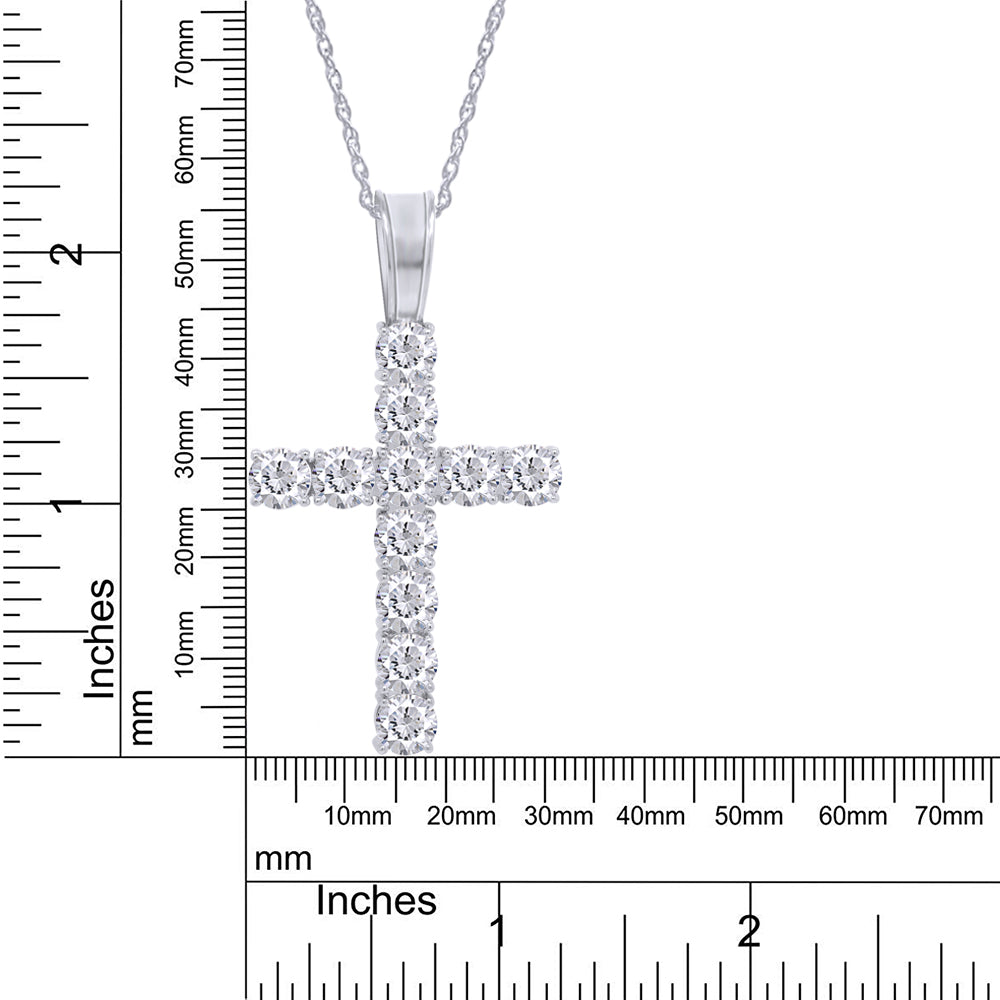 8 1/4 Carat Round Cut Lab Created Moissanite Diamond Cross Pendant Necklace In 925 Sterling Silver (8.25 Cttw)
