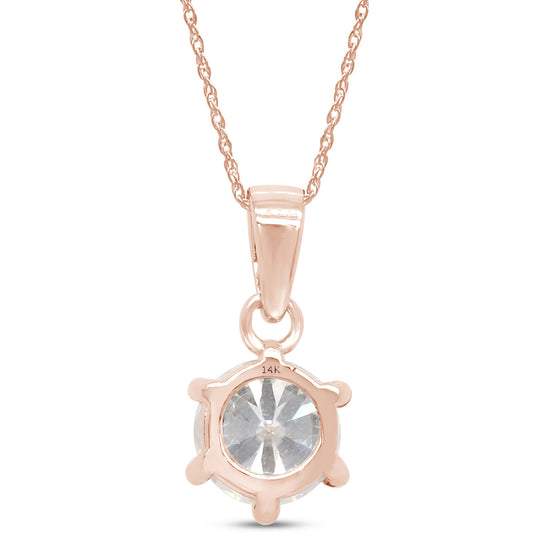1 Carat Lab Created Moissanite Diamond Solitaire Pendant Necklace in 10K or 14K Solid Gold For Women (1 Cttw)