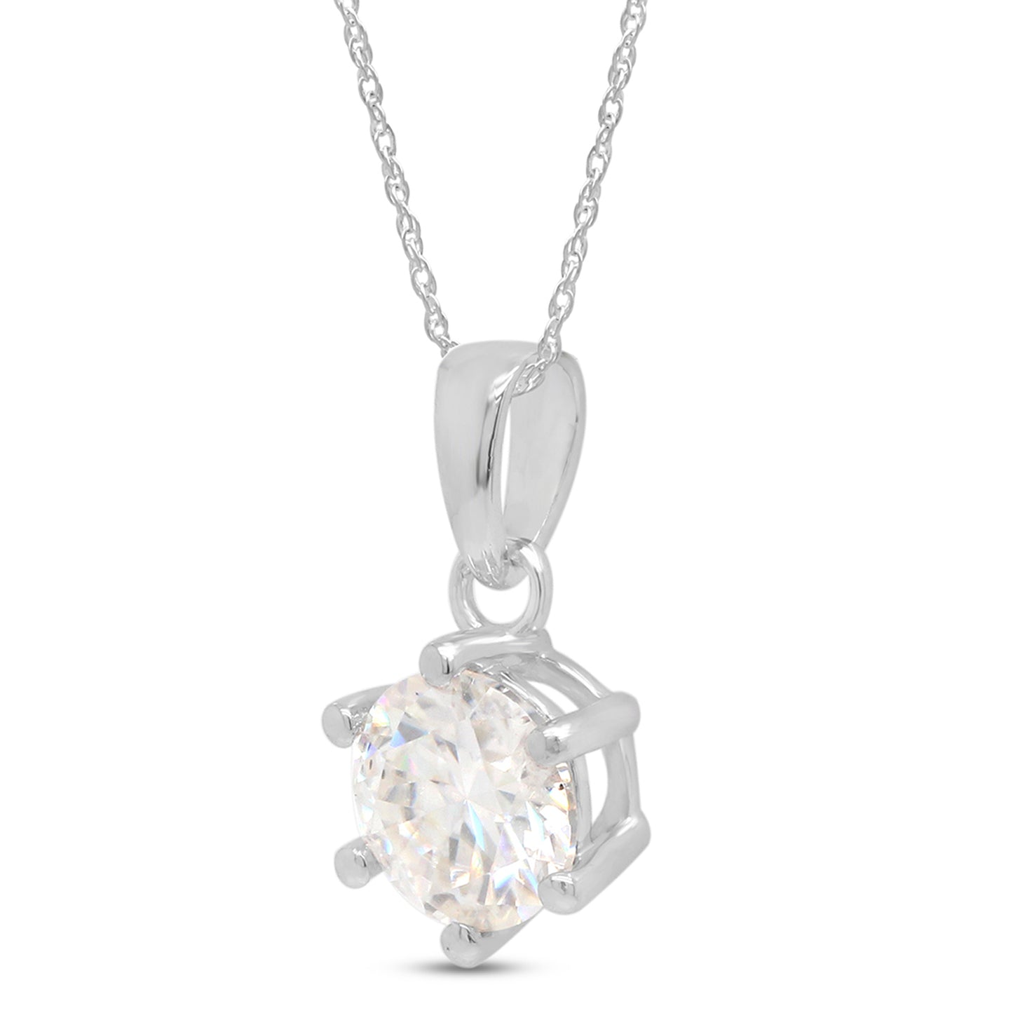 1 Carat Lab Created Moissanite Diamond Solitaire Pendant Necklace in 10K or 14K Solid Gold For Women (1 Cttw)