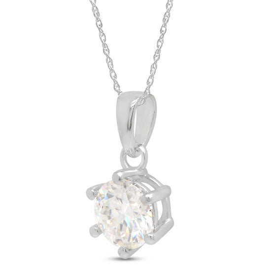Load image into Gallery viewer, 1 Carat Lab Created Moissanite Diamond Solitaire Pendant Necklace in 10K or 14K Solid Gold For Women (1 Cttw)

