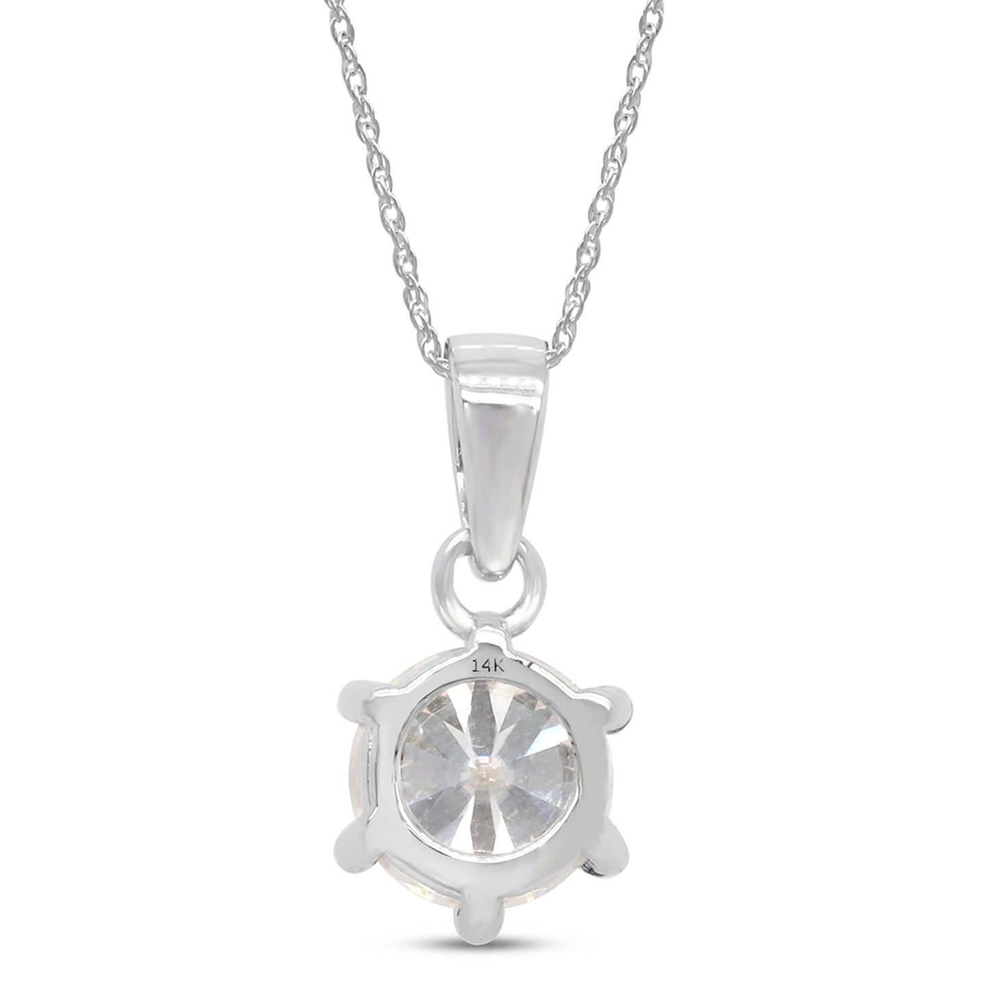 1 Carat Lab Created Moissanite Diamond Solitaire Pendant Necklace in 10K or 14K Solid Gold For Women (1 Cttw)