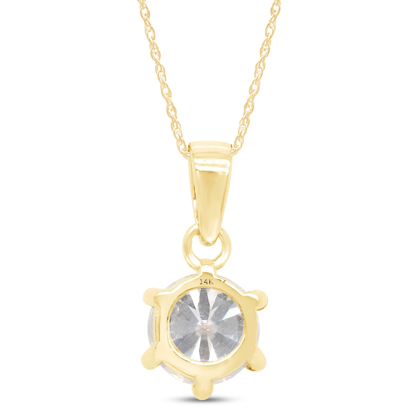 1 Carat Lab Created Moissanite Diamond Solitaire Pendant Necklace in 10K or 14K Solid Gold For Women (1 Cttw)