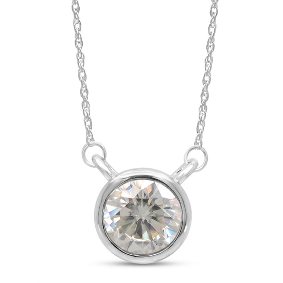 1 Carat 6.5MM Lab Created Moissanite Diamond Solitaire Pendant Necklace In 925 Sterling Silver (1 Cttw)