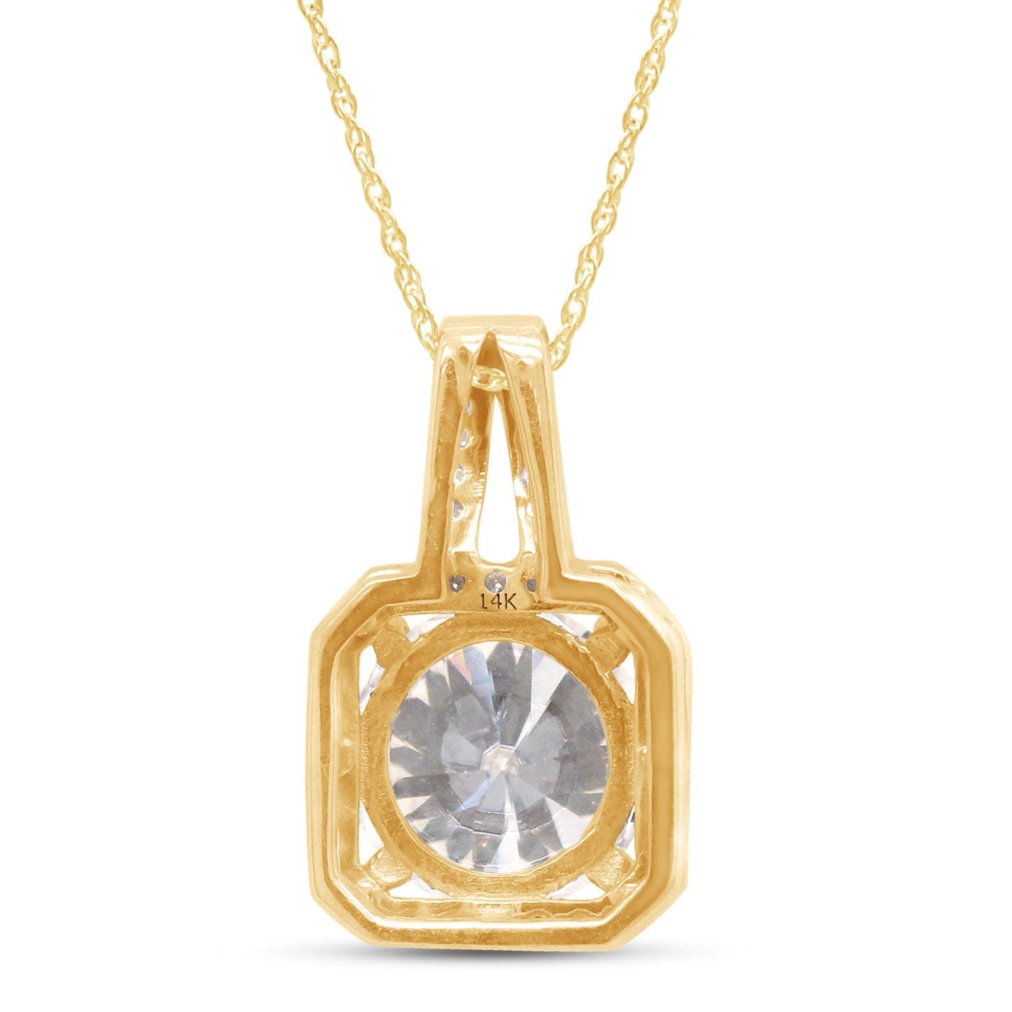 Load image into Gallery viewer, 1 8/9 Carat Lab Created Moissanite Diamond Halo Pendant Necklace in 10K or 14K Solid Gold For Women (1.90 Cttw)
