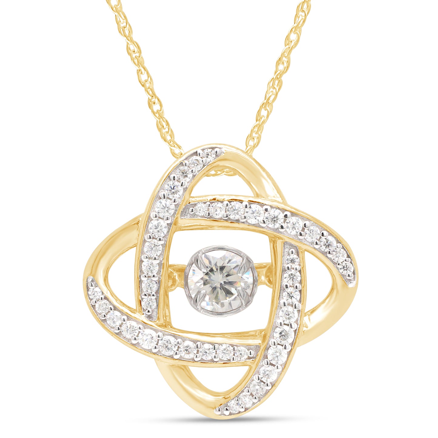 1/2 Carat Lab Created Moissanite Diamond Infinity Love Knot Pendant Necklace in 10K or 14K Solid Gold For Women (0.50 Cttw)