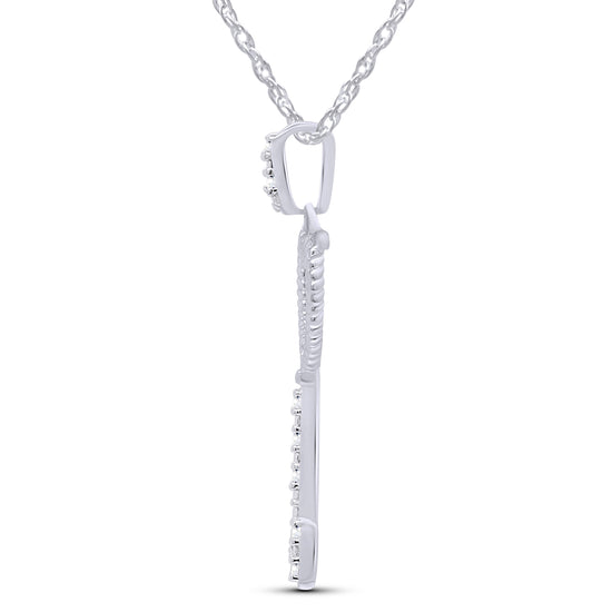 Load image into Gallery viewer, Round White Natural Diamond Accent Twist Heart Key Pendant Necklace In 925 Sterling Silver
