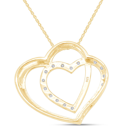 Load image into Gallery viewer, 1/10 Carat Round White Natural Diamond Open Double Heart Pendant Necklace In 925 Sterling Silver
