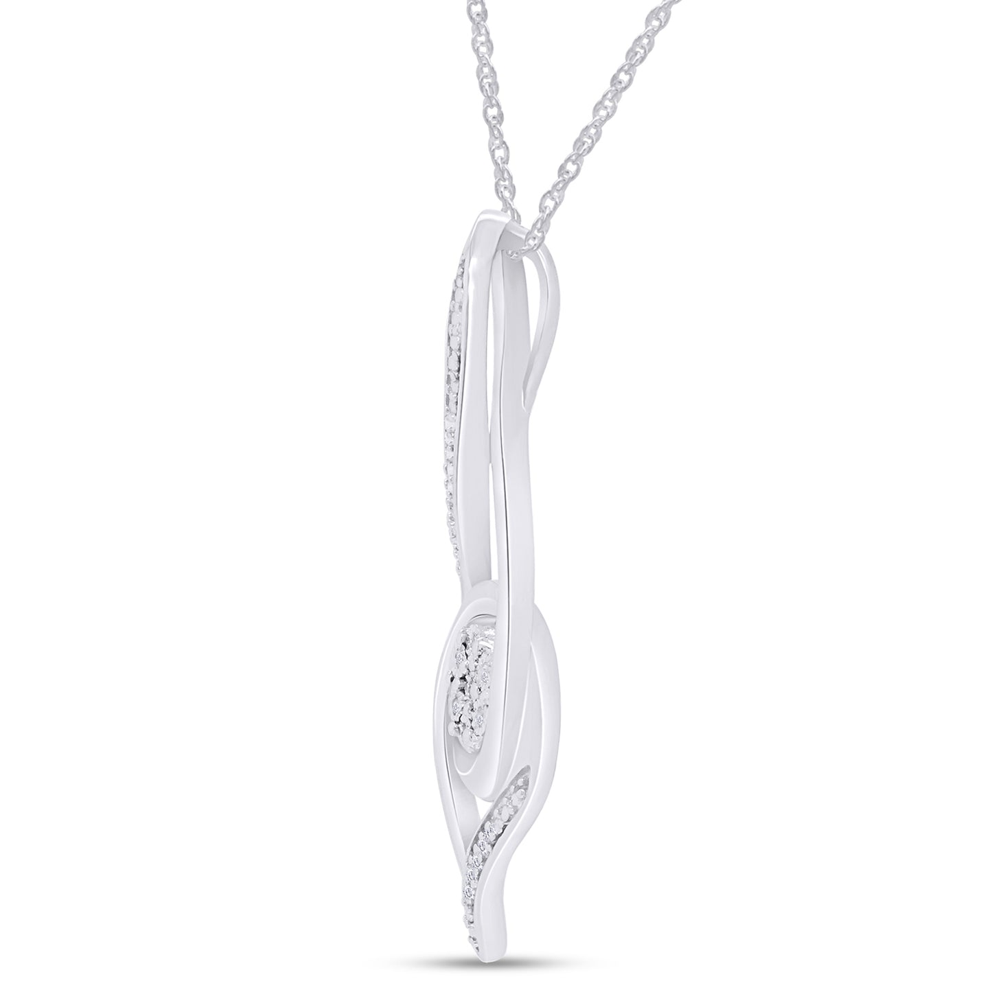 1/20 Carat Round White Natural Diamond Swirl Infinity Pendant Necklace In 925 Sterling Silver