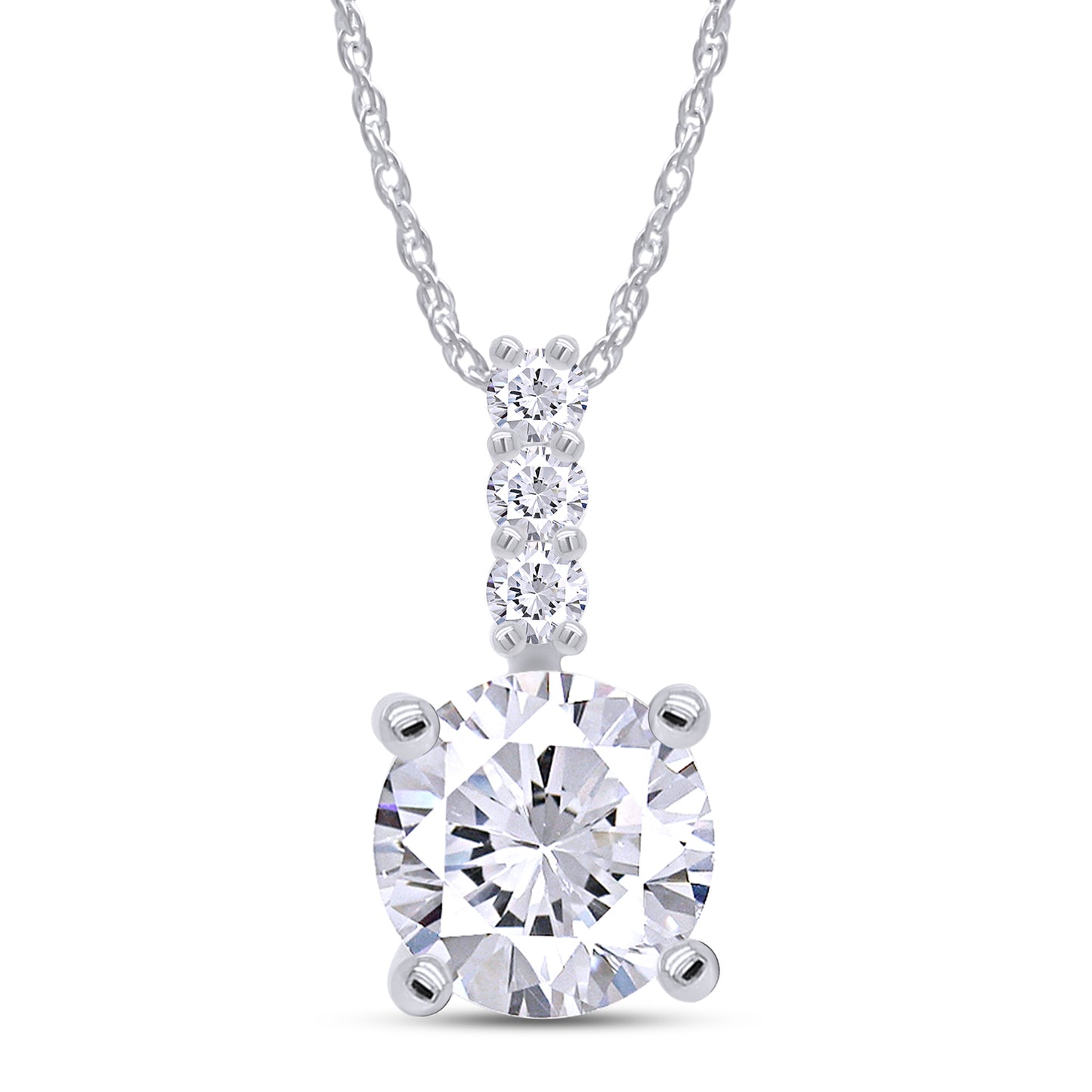 Load image into Gallery viewer, 7.5MM Round Lab Created Moissanite Diamond Solitaire Pendant Necklace In 925 Sterling Silver
