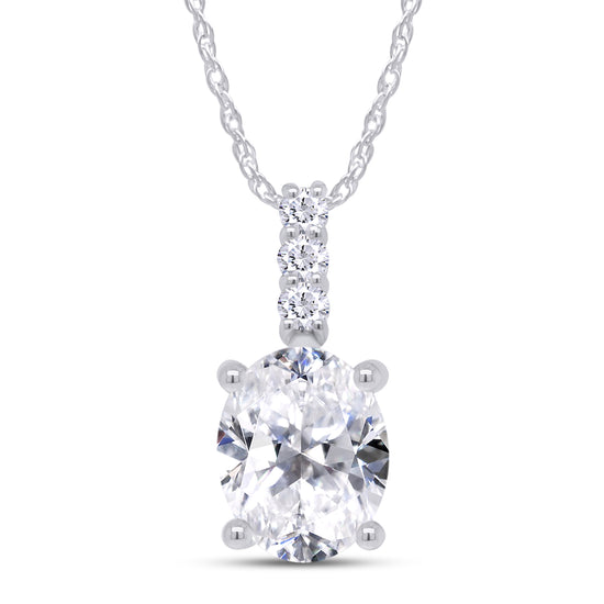 9X7MM Oval Lab Created Moissanite Diamond Solitaire Pendant Necklace for Women In 925 Sterling Silver