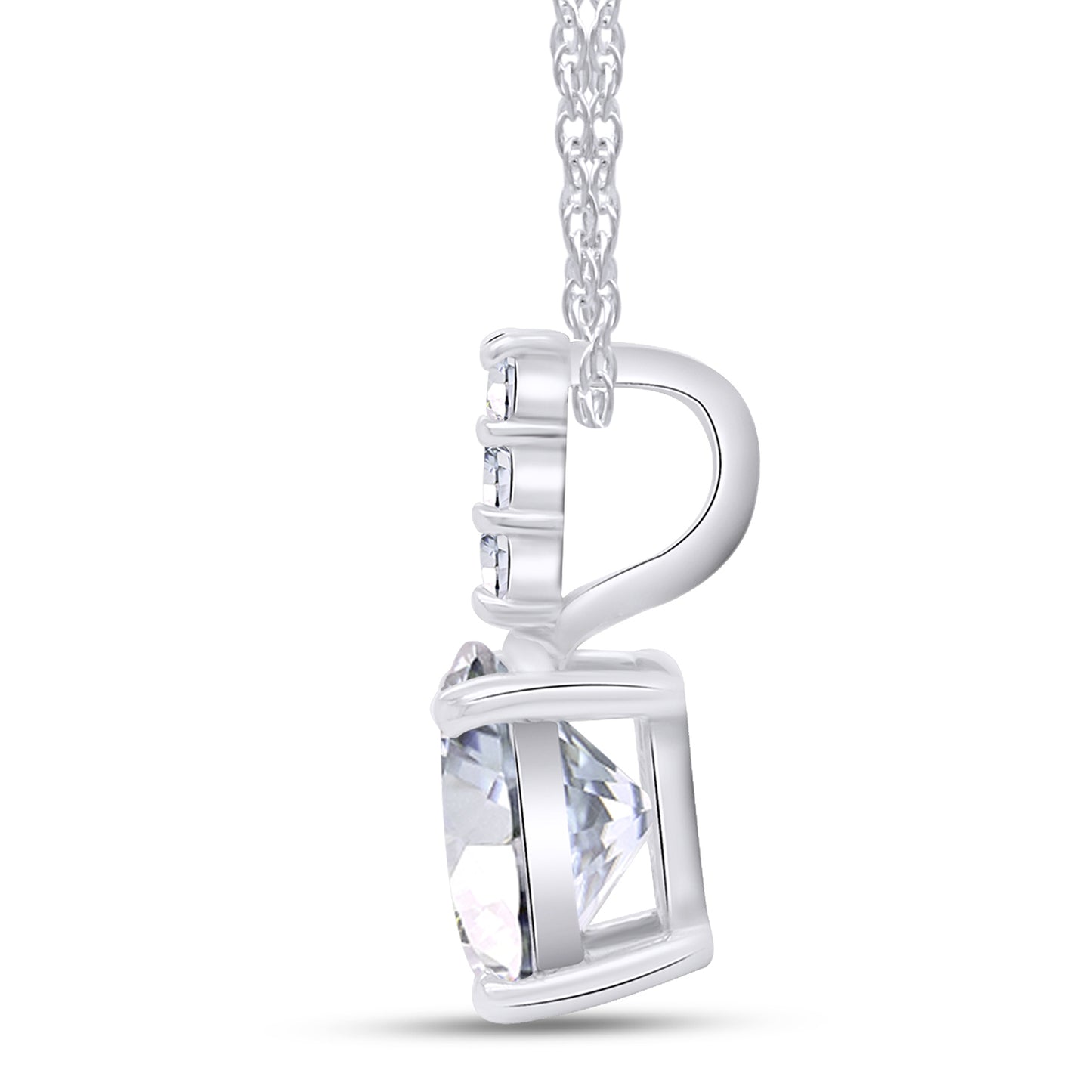 9X7MM Oval Lab Created Moissanite Diamond Solitaire Pendant Necklace for Women In 925 Sterling Silver