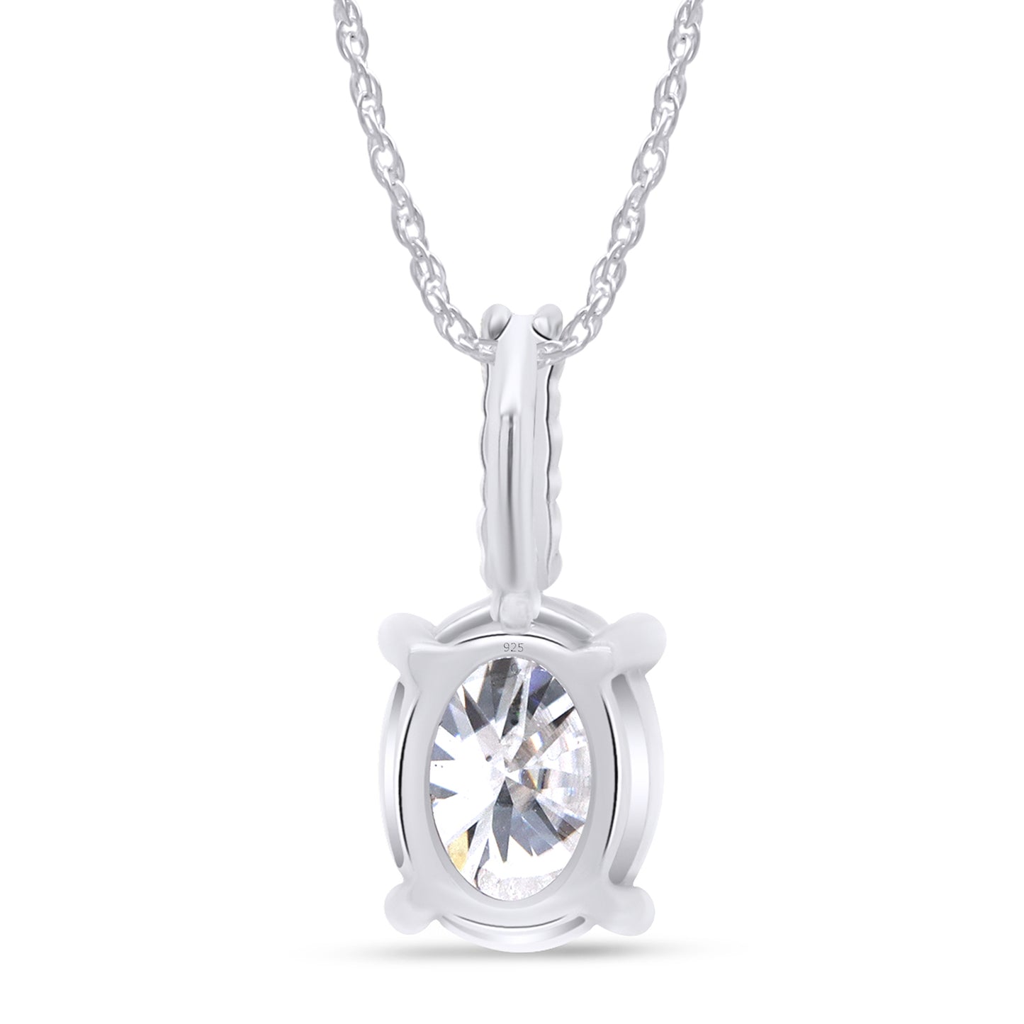 9X7MM Oval Lab Created Moissanite Diamond Solitaire Pendant Necklace for Women In 925 Sterling Silver